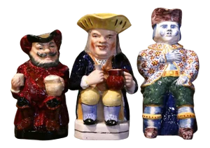 19th Century English and French Majolica Figural Pitchers, Set of 3