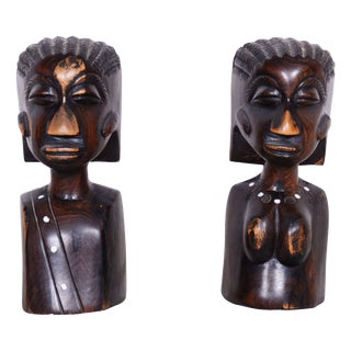 African Bookends in Lacquered Ebony, 1920s, Set of 2 For Sale
