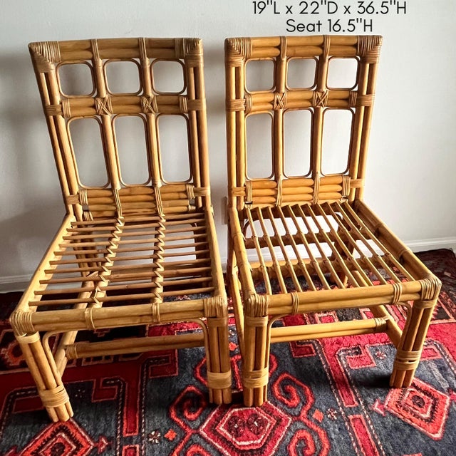Brown Jordan Rattan & Bamboo Chairs 1980 - A Pair For Sale - Image 10 of 11