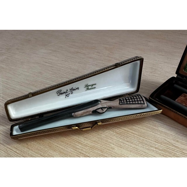 Late 20th Century Vintage Limoges Trinket Boxes, Hunting Set of 2 For Sale - Image 5 of 6