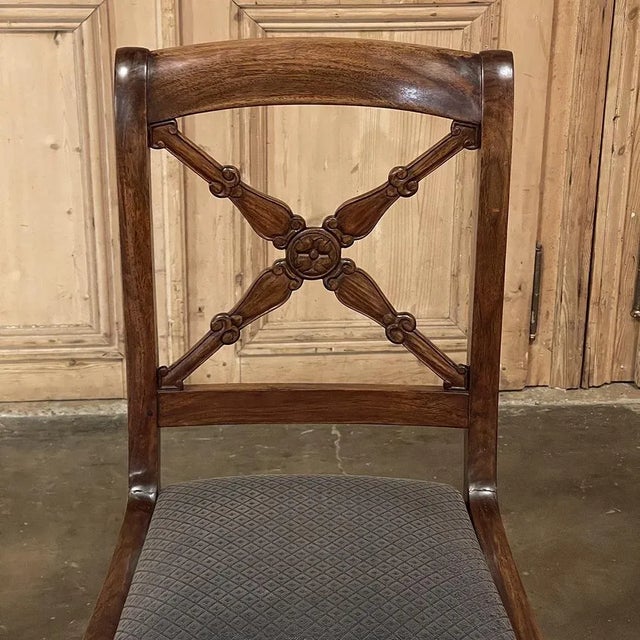 Set of Six 19th Century French Charles X Walnut Dining Chairs For Sale - Image 10 of 13