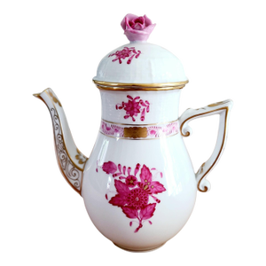 1960s Herend Chinese Bouquet Raspberry Individual 6.5" Coffee Pot - Discontinued