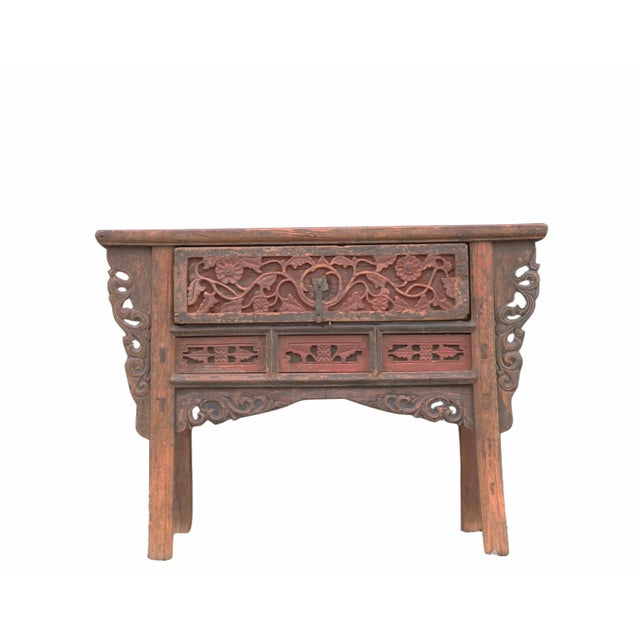 Wood Hand Carved 1 Drawer Antique Console Table For Sale - Image 7 of 7