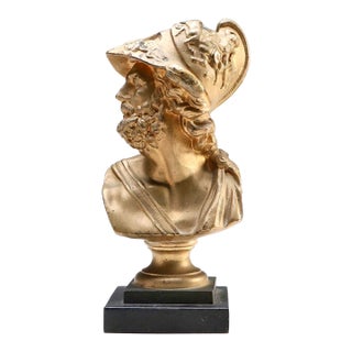 Antique Gilt Bronze Bust of Ajax the Great Greek Soldier For Sale