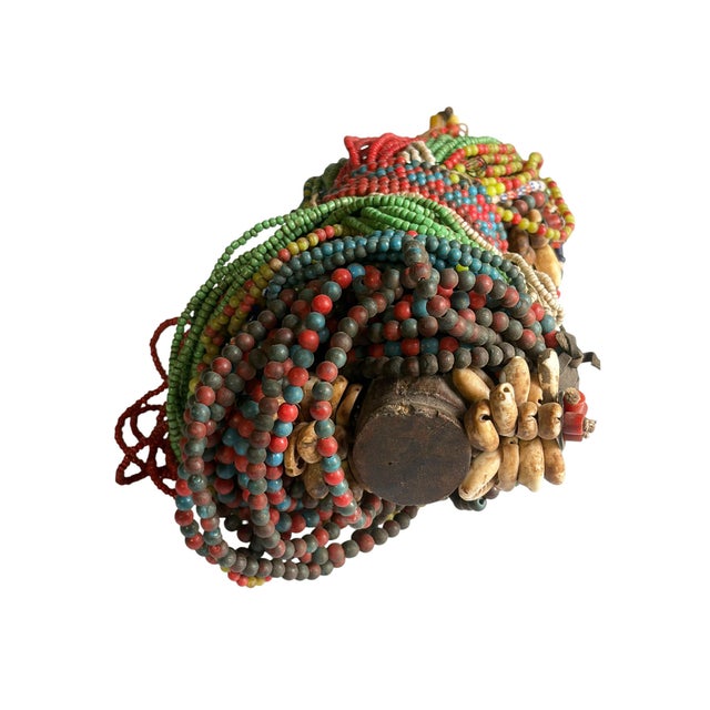 Vintage African Beaded Fali Namji Fertility Doll Cameroon 10" H For Sale - Image 4 of 6