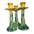 Traditional Vintage Italian Majolica Floral Daffodil Hand Painted Candlesticks Set of 3 For Sale - Image 3 of 5