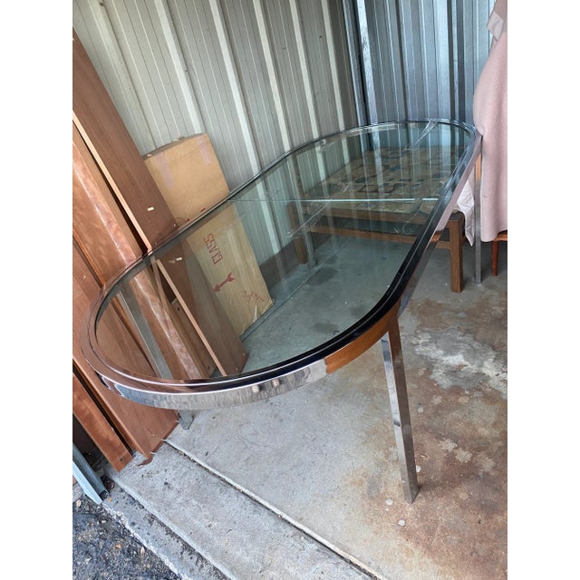 DIA - Design Institute America 1980s Chrome and Glass Extendable Oval Dining Table by Design Institute of America For Sale - Image 4 of 15
