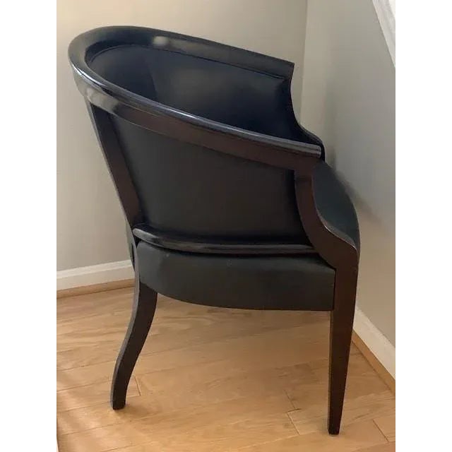 Traditional 1990s HBF Landmark Solid Wood and Top Grain Black Leather Lounge Chair For Sale - Image 3 of 4