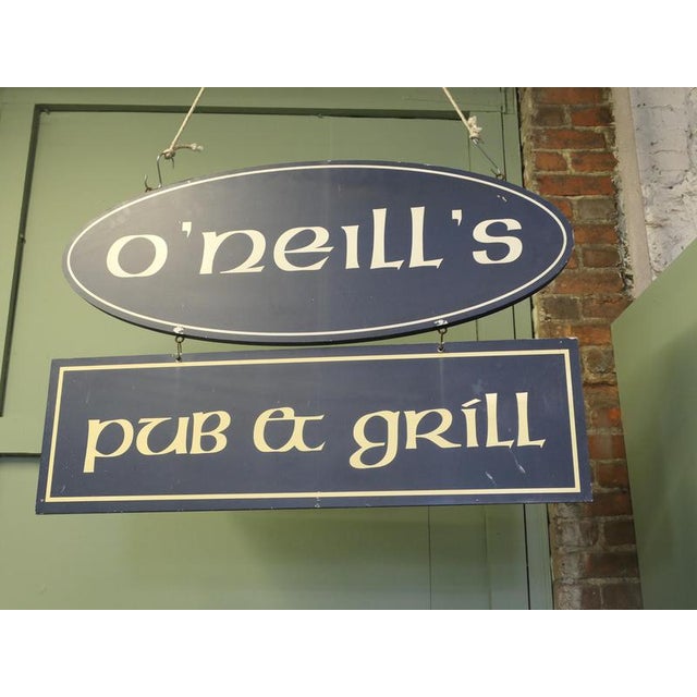 Double Sided Hanging Irish Pub Sign “O’Neils” “O’Neils Pub & Grill” in Navy Blue This is an original large twin sign...