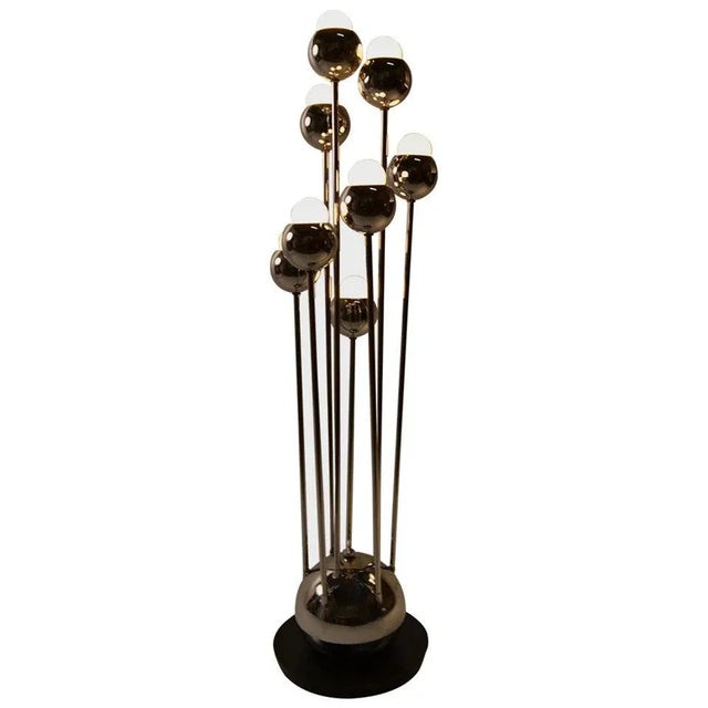 Metal 8 Light Chrome Ball Table Lamp For Sale - Image 7 of 7