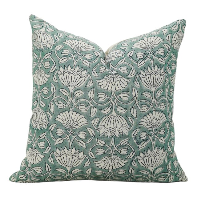 Fabdivine Block Printed Cover 20x20 Inch Pure Linen-Ulta Kamal For Sale