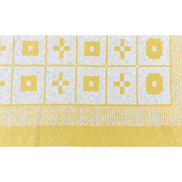 Mid 20th Century Doris Leslie Blau Vintage Reversible Geometric Yellow Swedish Rug For Sale - Image 5 of 10