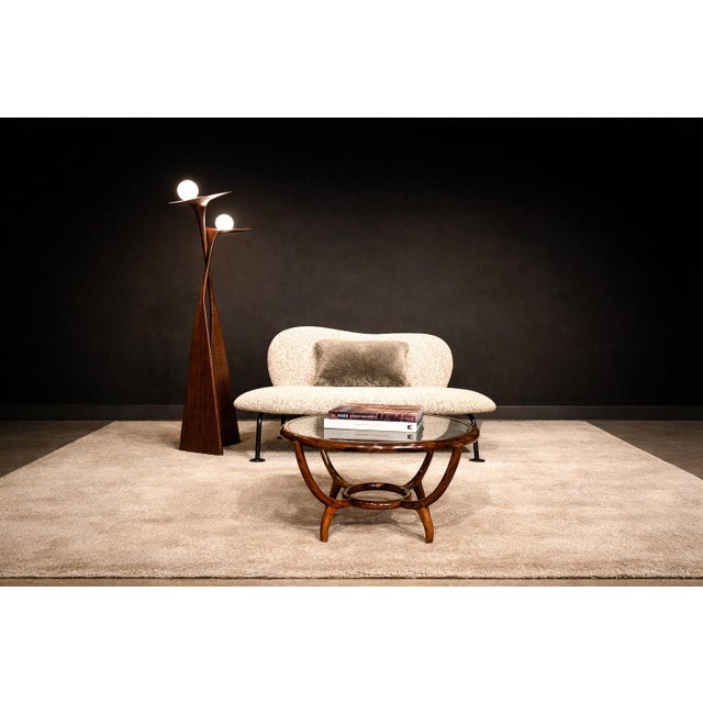 Black Round Coffee Table in Caviúna Wood & Glass by Giuseppe Scapinelli, Brazil, 1950s For Sale - Image 8 of 16
