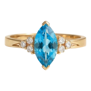 Natural Blue Topaz Cubic Zirconia Ring, Blue Gemstone Engagement Wedding Ring Us 7