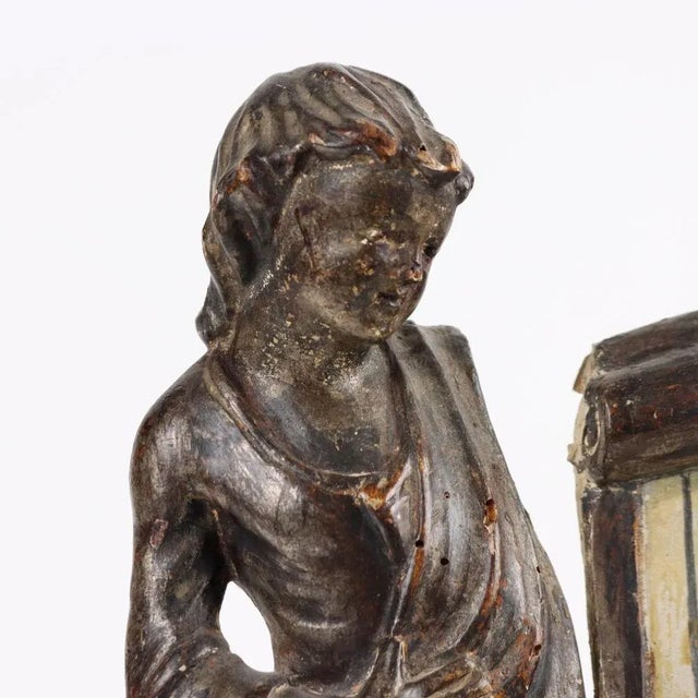 18th Century Cartouche Holder and Sculpture in Wood For Sale - Image 3 of 8