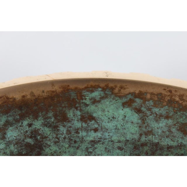 Large Art Deco Bronze Dish with Verdigris Green Patina, 1940s For Sale - Image 4 of 9