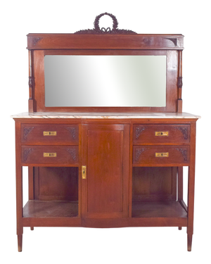 Vintage Sideboard with Marble Top and Mirror, 1920s