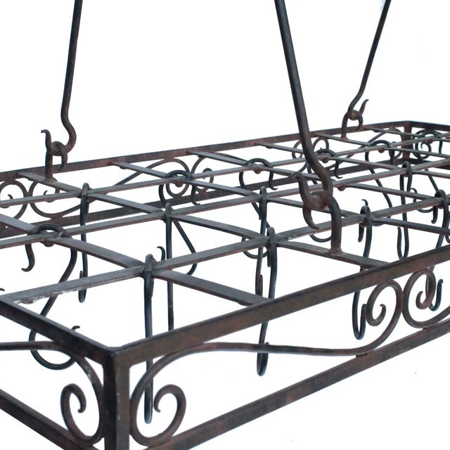 Vintage Large Wrought Iron Pot Rack, Custom HandMade Chairish