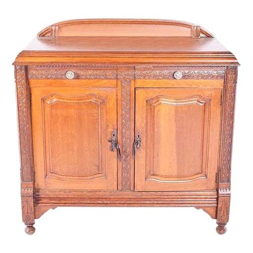 Antique Tall Oak Sideboard, 19th Century For Sale - Image 4 of 4