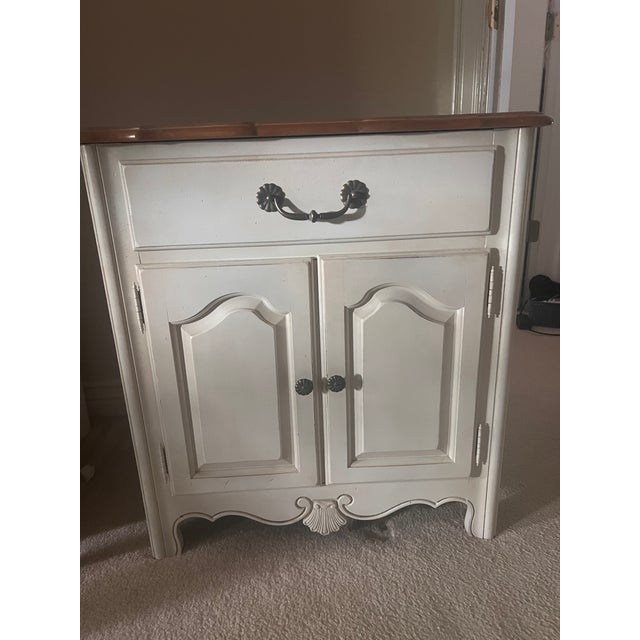 French Country Ethan Allen White French Country Nightstand For Sale - Image 3 of 15