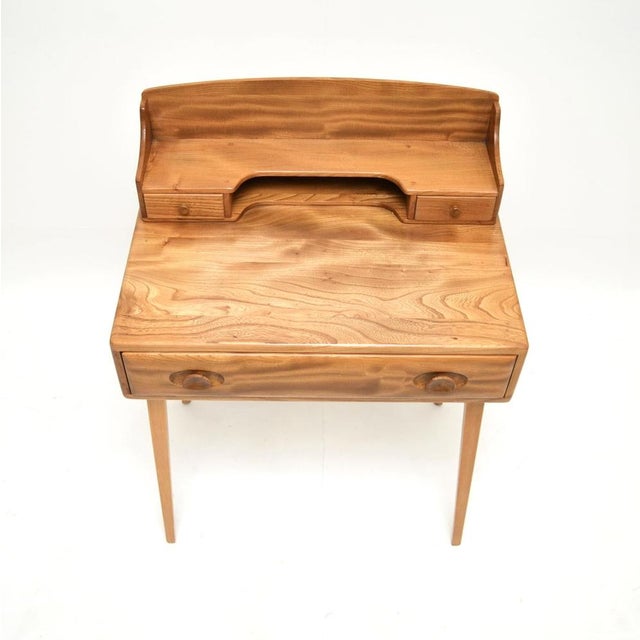 Brown Vintage Writing Desk in Elm from Ercol, 1960s For Sale - Image 8 of 11