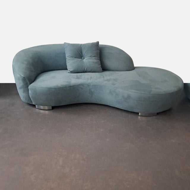 2010s Pair of Lazar Industries Serpentine Modern Curved Sectional Sofa With Pillow For Sale - Image 5 of 6