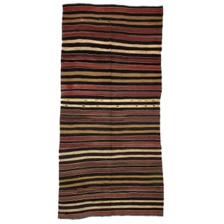 Vintage Striped Wool Turkish Kilim Rug-6'x12'5" For Sale