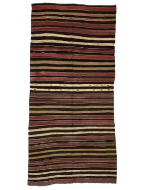 Vintage Striped Wool Turkish Kilim Rug-6'x12'5"