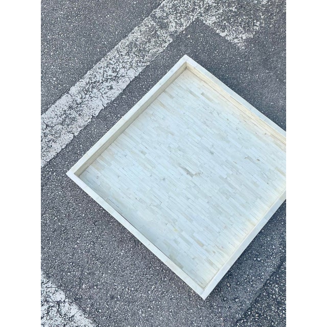 Mid-Century Modern Vintage Boho Monumental Tessellated Bone Tray For Sale - Image 3 of 8