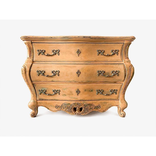 A standout statement piece from the Maison Martine atelier in Naples, Florida—this three-drawer Baroque-style dresser was...
