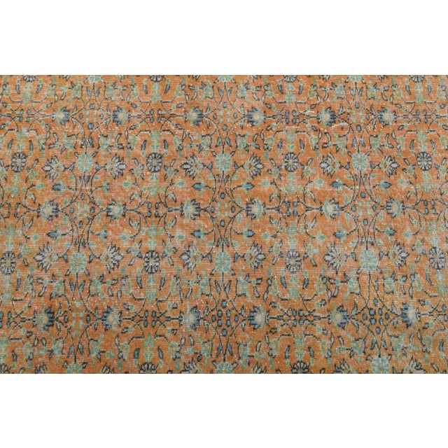 Vintage Turkish Oushak Handmade Wool Cotton Orange Rug For Sale - Image 9 of 12