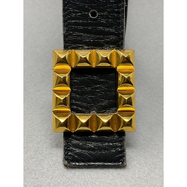 Modern Hermes Medor Leather Belt W Gold Tone Buckle For Sale - Image 3 of 9