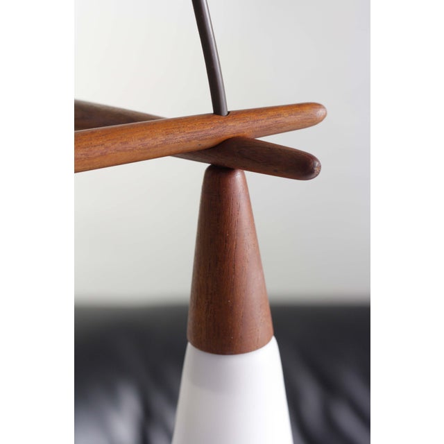 Mid-Century Modern Scandinavian Pendant Lamp in Teak and Opal Glass, 1960s For Sale - Image 3 of 7