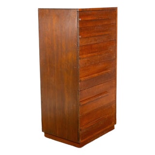 1960s Mid Century Teak Asymmetrical Tall Dresser For Sale