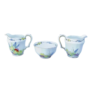 1930s Crown Staffordshire Demitasse Sugar and Creamers Set- 3 Pieces