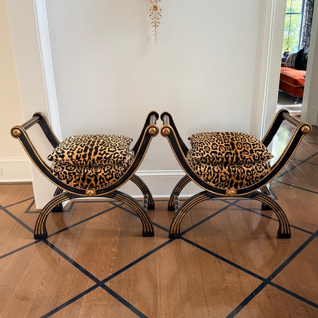 Ebony Pair of John Richard Randolph Stools For Sale - Image 8 of 11