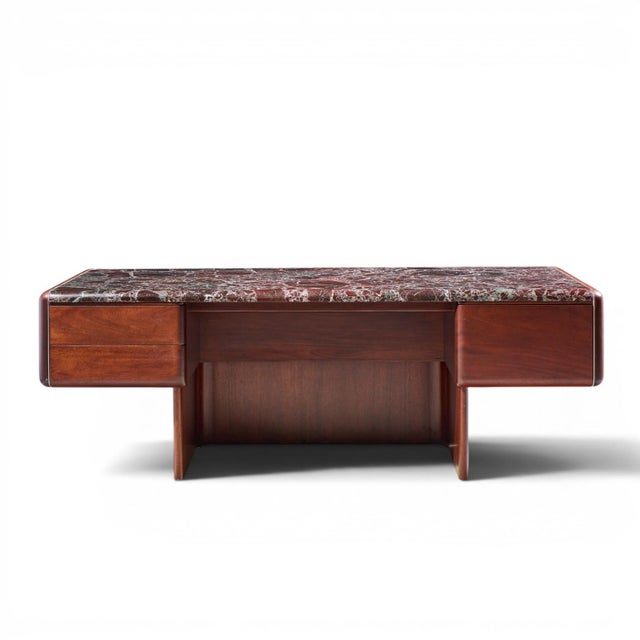 Vladimir Kagan Mid Century Marble Top Executive Desk This desk measures: 84 wide x 38.5 deep x 29.25 high, with a chair...