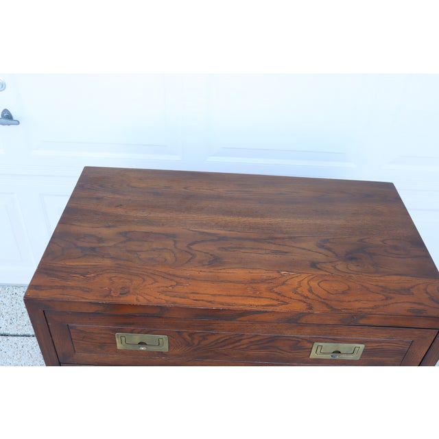 1970s Henredon Small Three Drawer Campaign Style Dresser For Sale - Image 9 of 12