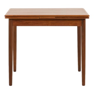 Mid-Century Danish Square Teak Table with Hidden Extensions, 1960s For Sale
