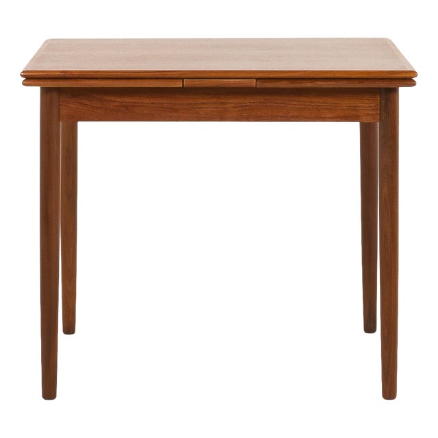 Mid-Century Danish Square Teak Table with Hidden Extensions, 1960s For Sale