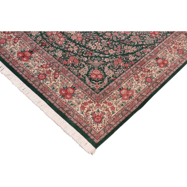 Shabby Chic Shabby Chic Kashan Pak-Persian Green/Beige Wool Rug - 8'2'' X 10'3'' For Sale - Image 3 of 8