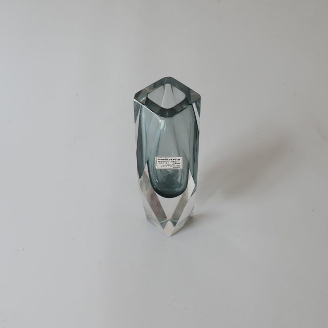 Light Grey Murano Glass Vase with Geometric Facets, Mandruzzato Pattern, 1960 by Alessandro Mandruzzato for Alessandro...