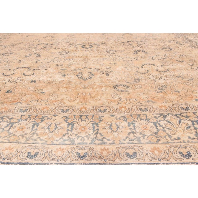 Persian 1900s Persian Kirman Cream, Beige and Blue Handwoven Wool Rug For Sale - Image 3 of 5