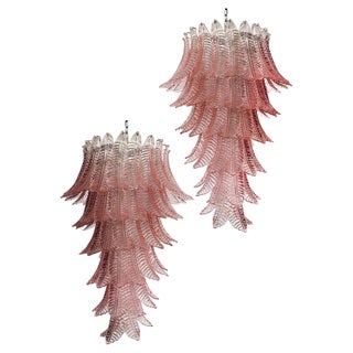Italian Felci Murano Glass Spiral Chandeliers, 1990s, Set of 2 For Sale
