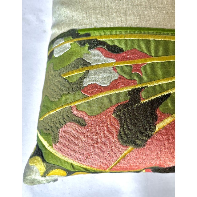 Vintage Silk Embroidered Butterfly Linen Pillow | Chairish