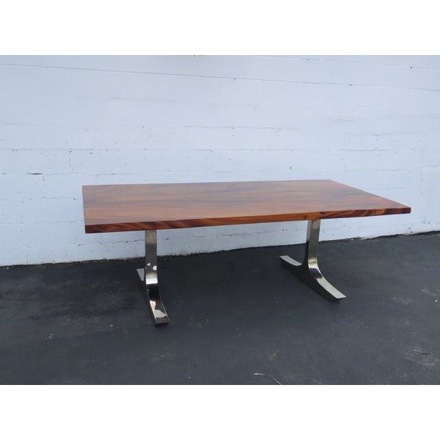 Solid Mahogany and Chrome Large Long Dining Table 6673 For Sale - Image 10 of 18