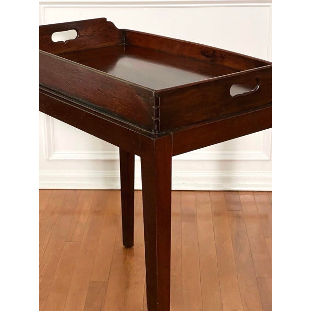 19th Century English Mahogany Butler Serving Tray on Stand For Sale - Image 11 of 17