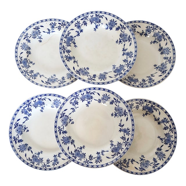 Antique Porcelain Soup Plates from Dresden, Set of 6 For Sale