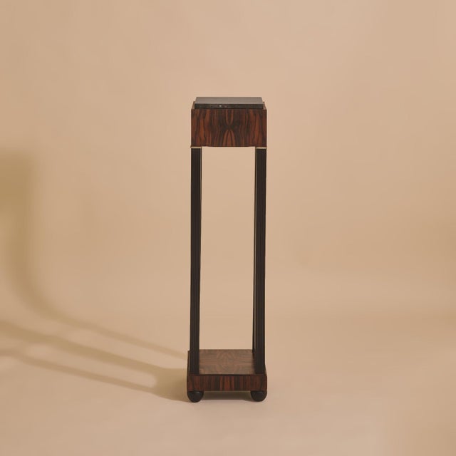 Brown French Art Deco Rosewood Pedestal with Marble Top, 1940s For Sale - Image 8 of 11