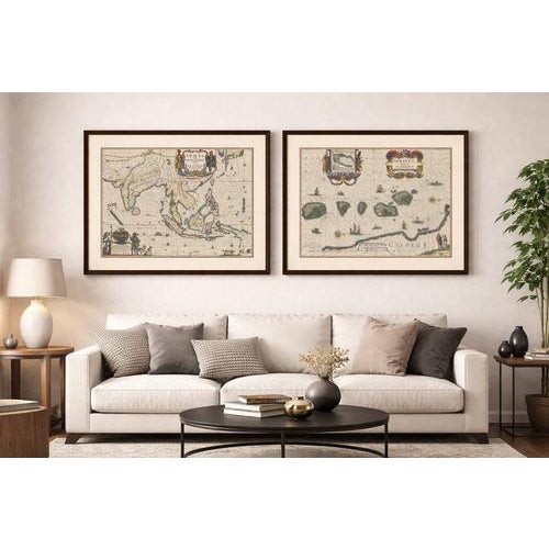 Antique Maps of Indonesia and Moluccas from Blaeu, 1642, Set of 2 For Sale - Image 4 of 14